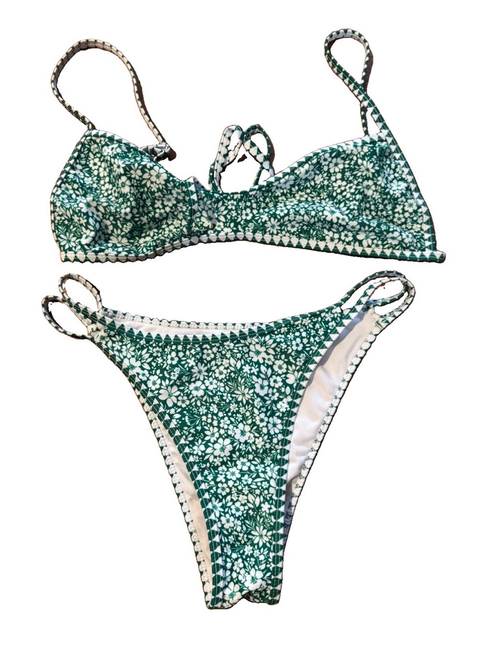 Medium Green Floral Two-Piece Bikini Set